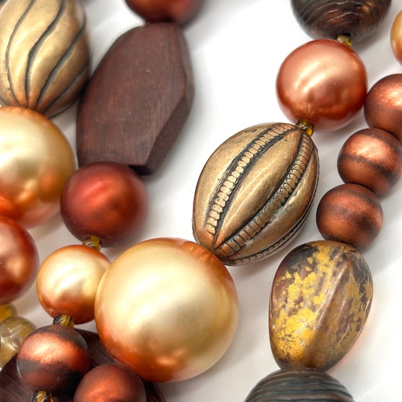 Vintage Wooden Beaded Boho Necklace 56" - Picture 3 of 13